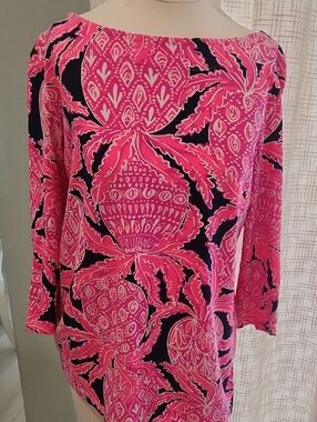 Lilly Pulitzer Pink and Navy Boatneck Tunic